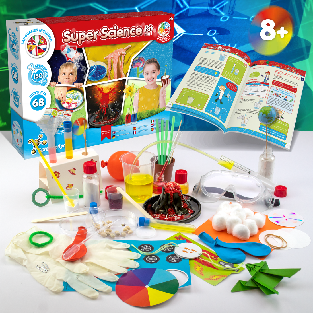 Super Science Kit 6 in 1! Gioco didattico con 150 incredibili esperimenti