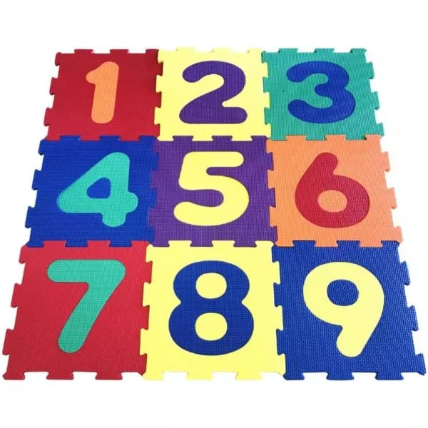 Bidibimbi - Tappetone Puzzle da 9 pz. numeri staccabili, 9 mattonelle