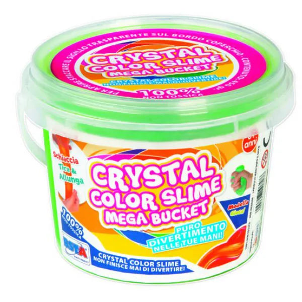 SECCHIELLO 450GR.CRYSTAL SLIME MEGA BUCKET 4 COLORI ASS.